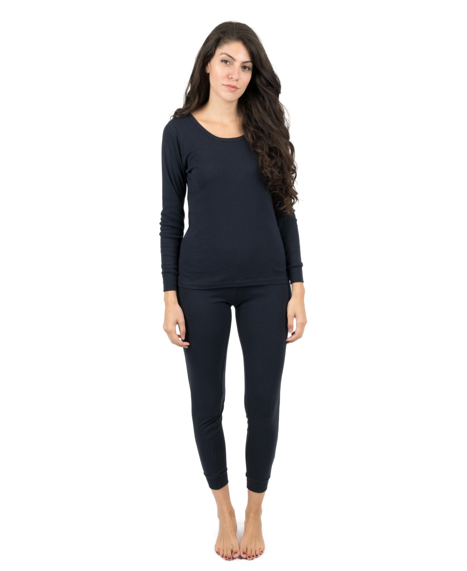 Womens Matching Family Two Piece Cotton Long Sleeve Shirt and Pants Solid Color Pajamas