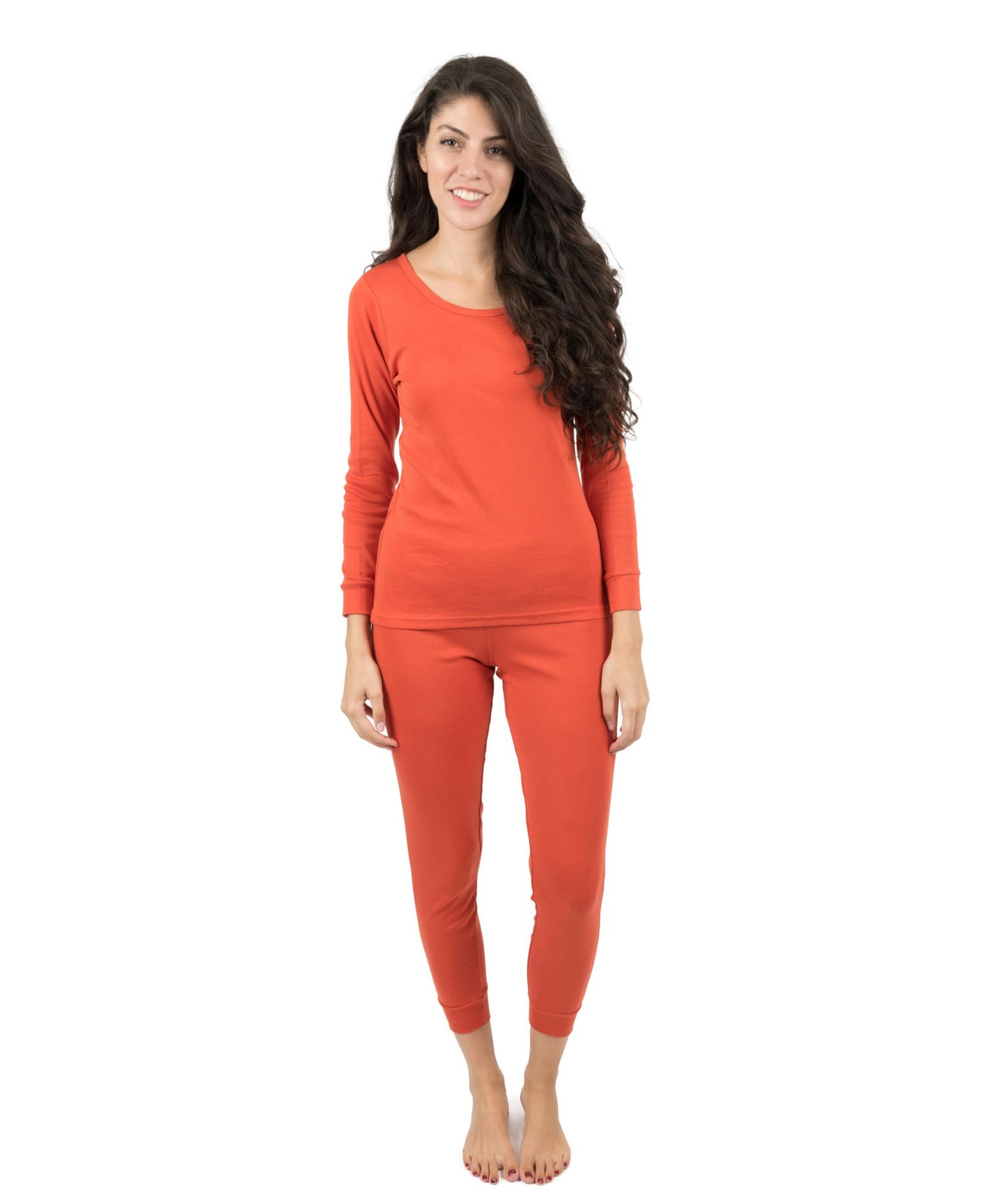 Womens Matching Family Two Piece Cotton Long Sleeve Shirt and Pants Solid Color Pajamas