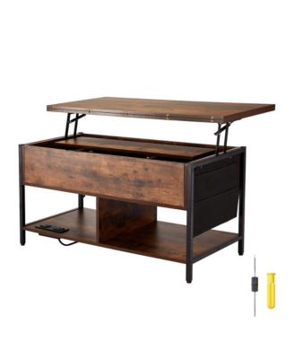 Lift Top Coffee Table with USB Charging, LED Ambient Light, and Hidden Storage
