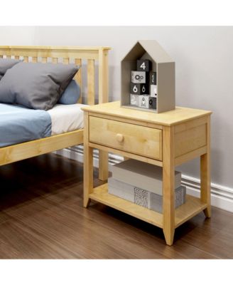 Max and Lily Nightstand with Storage Drawer, Small Solid Wood Bedside, Side Tables for Bedroom