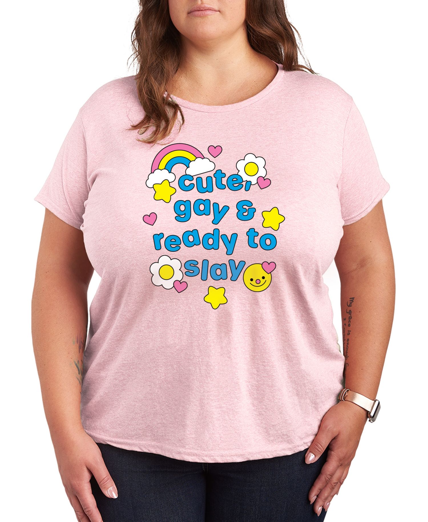 Plus Size Instant Message Pride Cute Gay Ready Slay Short-Sleeve Graphic T-Shirt