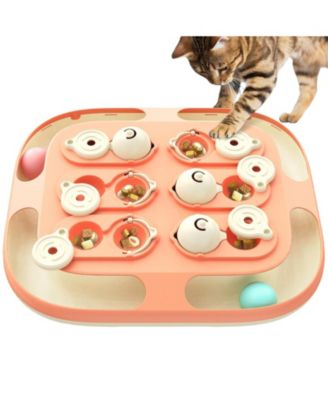 Cat Puzzle Toy Slow Feeder Interactive Brain Teaser with Rolling Balls 2 Difficulty Levels