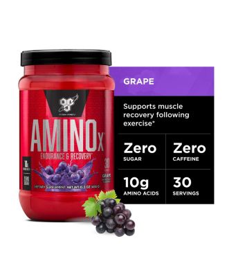 Amino X Muscle Recovery and Endurance Powder with BCAAs, 10 Grams of Amino Acids, Keto Friendly, Caffeine Free, Flavor: Grape, 30 servings