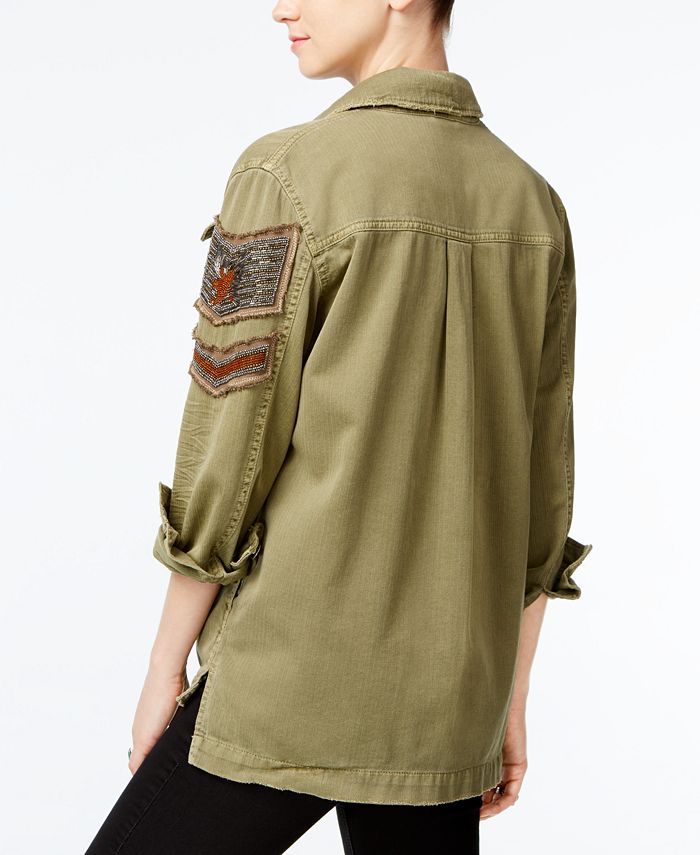 Embellished military on sale shirt jacket