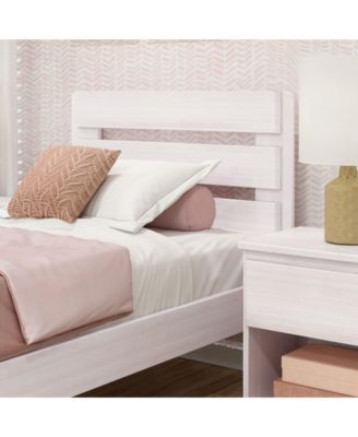 Max and Lily Twin Bed Frame, Farmhouse Solid Wood Platform Bed with Slatted Headboard, Driftwood