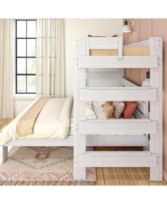 Max and Lily Solid Wood Modern Farmhouse Bunk Bed, L-Shaped Twin over Queen Bed Frame For Kids
