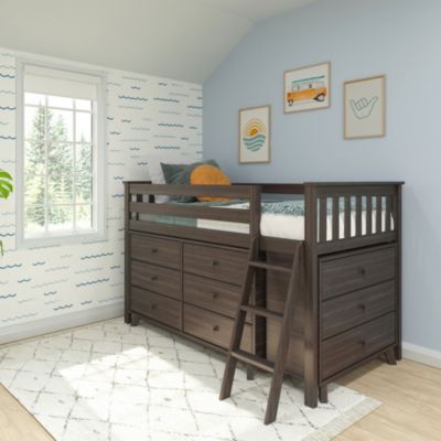 Twin-Size Low Loft with Pull-Out Desk and 3-Drawer Dressers
