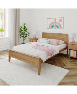 Max and Lily Full Size Bed Frame with Headboard, Solid Wood Platform Bed for Kids, Pecan