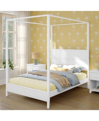 Max And Lilly Haven Canopy Bed with Square Post and Wood Headboard (Full), Blonde