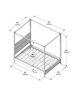 Max And Lilly Haven Canopy Bed with Square Post and Wood Headboard (Full), Blonde