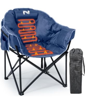 Oversized Heated Camping Chair - Portable Folding Moon Saucer with 3 Heat Levels for Outdoor Patio and Lounge