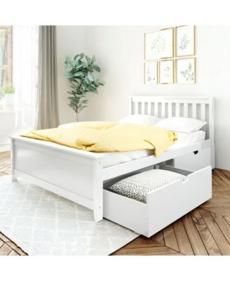 Max and Lily Full Size Bed Frame with Storage Drawers, Solid Wood Platform Bed for Kids