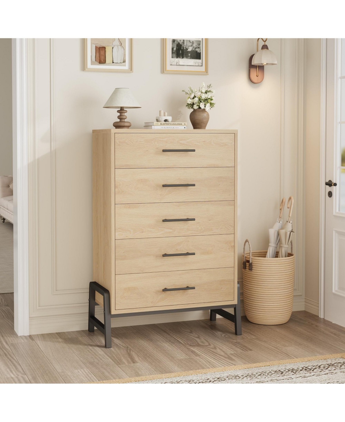 gaomon 5 Dresser for Bedroom, 50.5 in Tall Drawer with Large Storage Space, Freestanding Wooden Closet Storage Dresser Chest