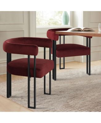 Velvet Dining Chairs Set of 2, Modern Armchairs, Metal Legs