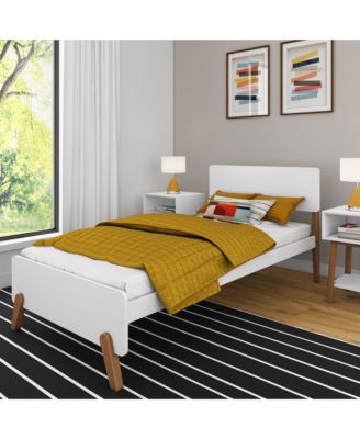 Max and Lily Mid-Century Modern Twin Platform Bed for Kids, Solid Wood