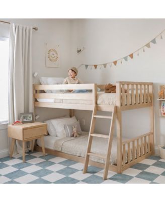 Max and Lily Solid Wood Scandinavian Twin over Twin Bunk Bed for Kids with Ladder