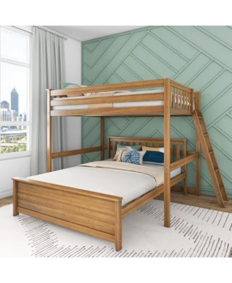Full Bed Frame with Panel Headboard, Modern Farmhouse Solid Wood Platform Bed