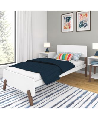 Max and Lily Mid-Century Modern Twin Platform Bed for Kids, Solid Wood