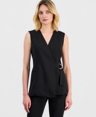 Women's Sleeveless D-Ring Wrap Blazer