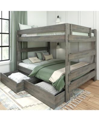 Max and Lily Solid Wood Modern Farmhouse Farmhouse Queen/Queen Bunk Bed with Storage Drawers