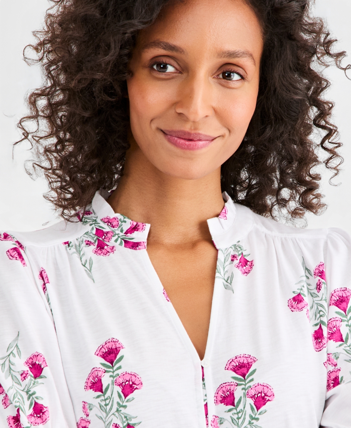 Style & Co Women's Printed Split-Neck Knit Top, Macy's Exclusive
