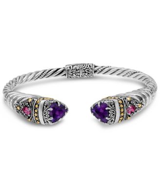 Amethyst and Uluwatu Cuff Bracelet in Sterling Silver and 18K Gold Accents