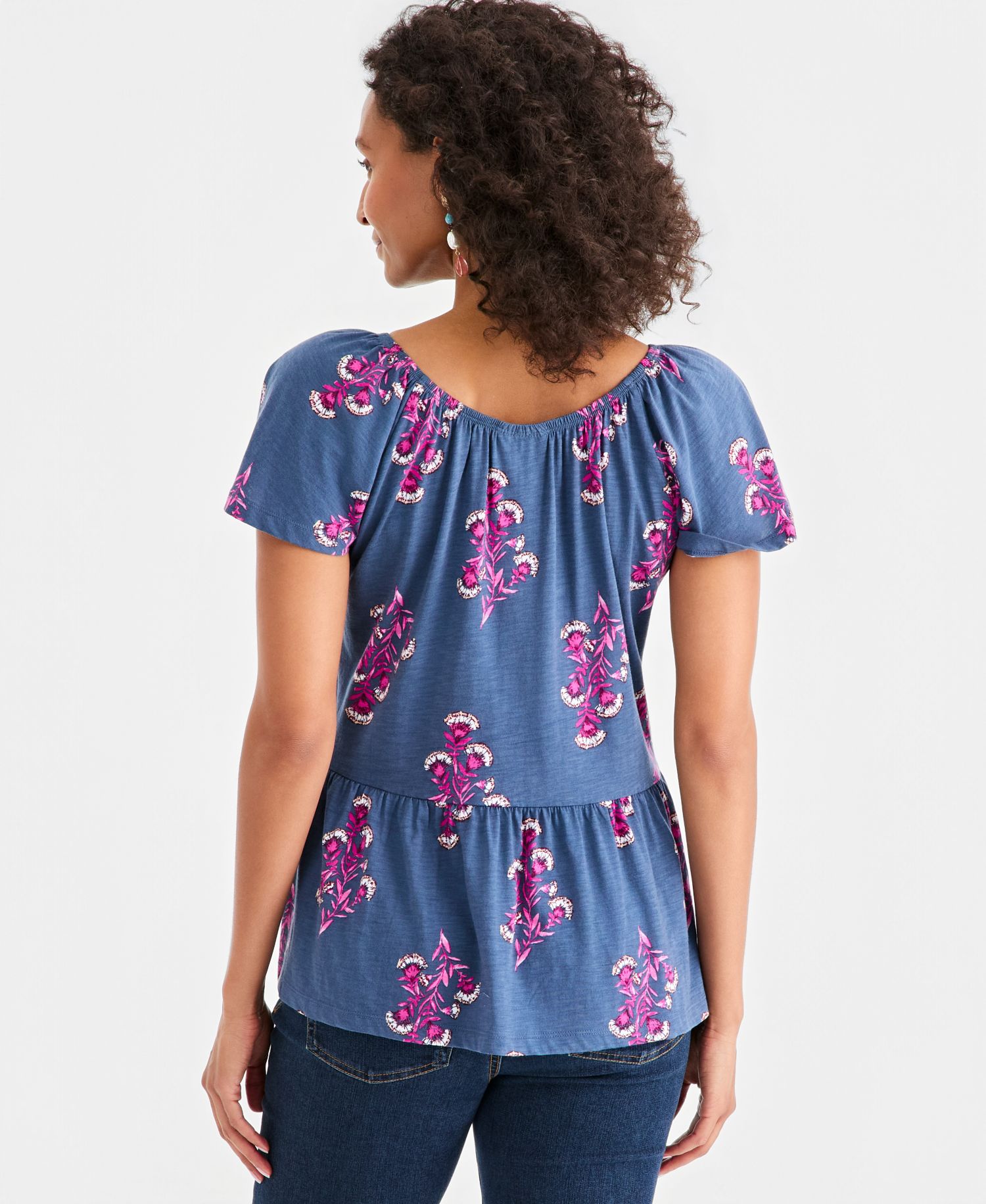Petite Floral Print Peplum Top