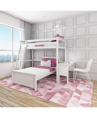 L-Shaped Twin over Twin Bunk Bed with Desk