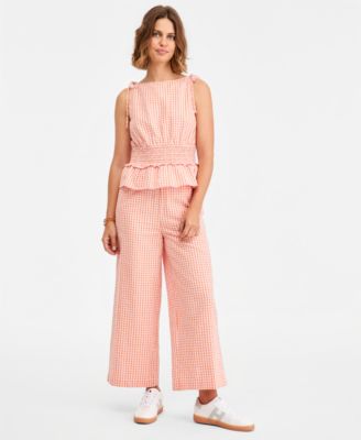 Women's Seersucker Straight Cotton Pants