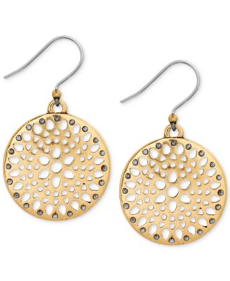 Lucky Brand - Two-Tone Openwork Disc Drop Earrings