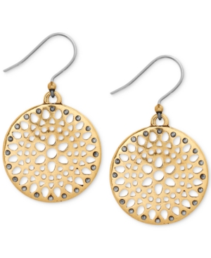 image of Lucky Brand Two-Tone Openwork Disc Drop Earrings