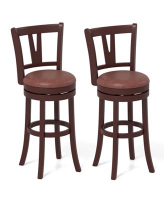 Swivel Counter Height Barstools Set of 2 with High Backrest and Footrest for Kitchen Seating