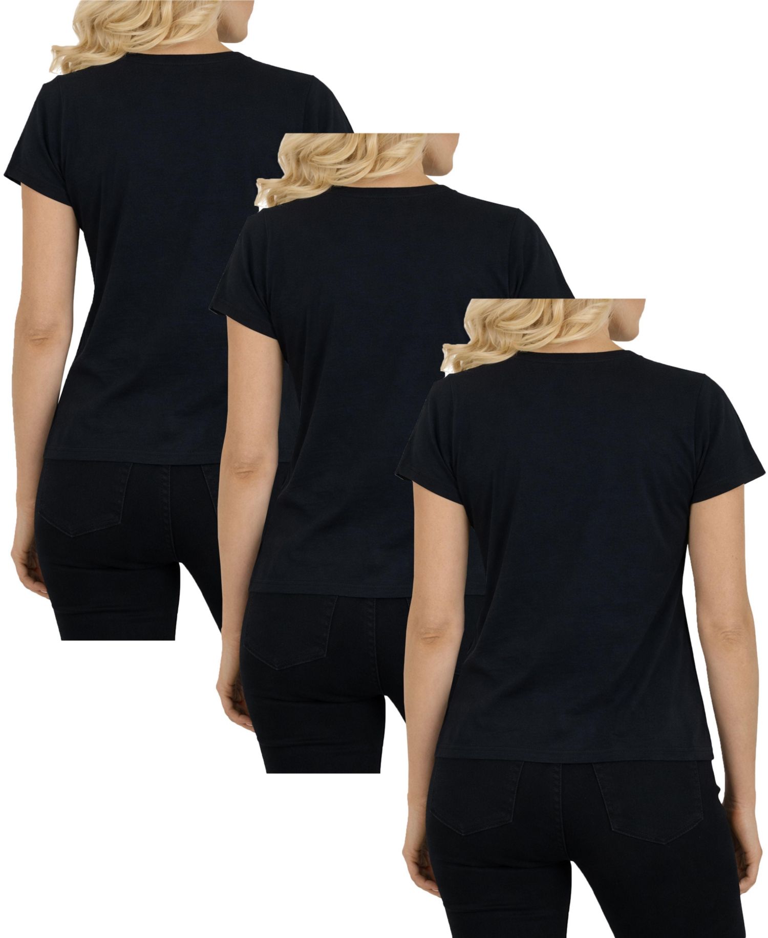Galaxy Divatee Women’s Relaxed Fit V-Neck Short Sleeve T-Shirt-3 Pack