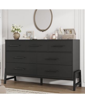 7 Dresser for Bedroom, Freestanding 52 in Wide Drawer Dresser with Storage, Wooden Closet Storage Chest