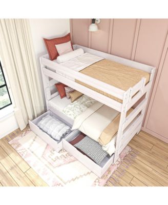 Max and Lily Solid Wood Modern Farmhouse Farmhouse Twin/Twin Bunk Bed with Storage Drawers