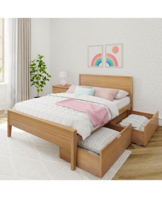 Classic Full-Size Bed with Panel Headboard and Storage Drawers, Pecan