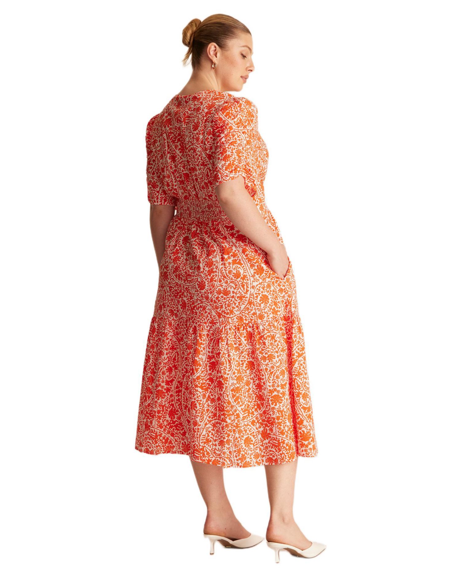 Plus Size Dreamaya Tiered V-neck Fit Flare Midi Dress