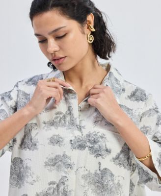 Women's Oversized High-Low Shirt in Animal print