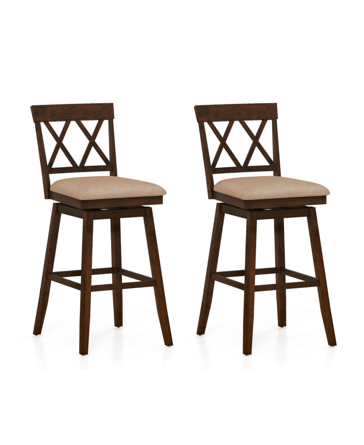 Slickblue Set of 2 Counter Height Barstools with Back Support and Padded Seat for Dining Kitchen