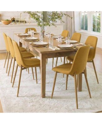 Linen Upholstered Kitchen and Dining Chairs Set of 4, Wood-Look Legs