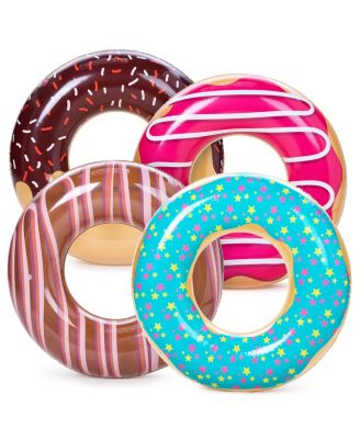 4 Pack 32" Inflatable Pool Tube Ring Floats Donut Swim Beach Party Toys