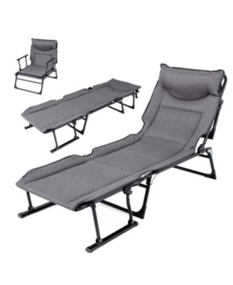 3 in 1 Folding Camping Cot Comfy Padded Convertible Single Sofa Chair