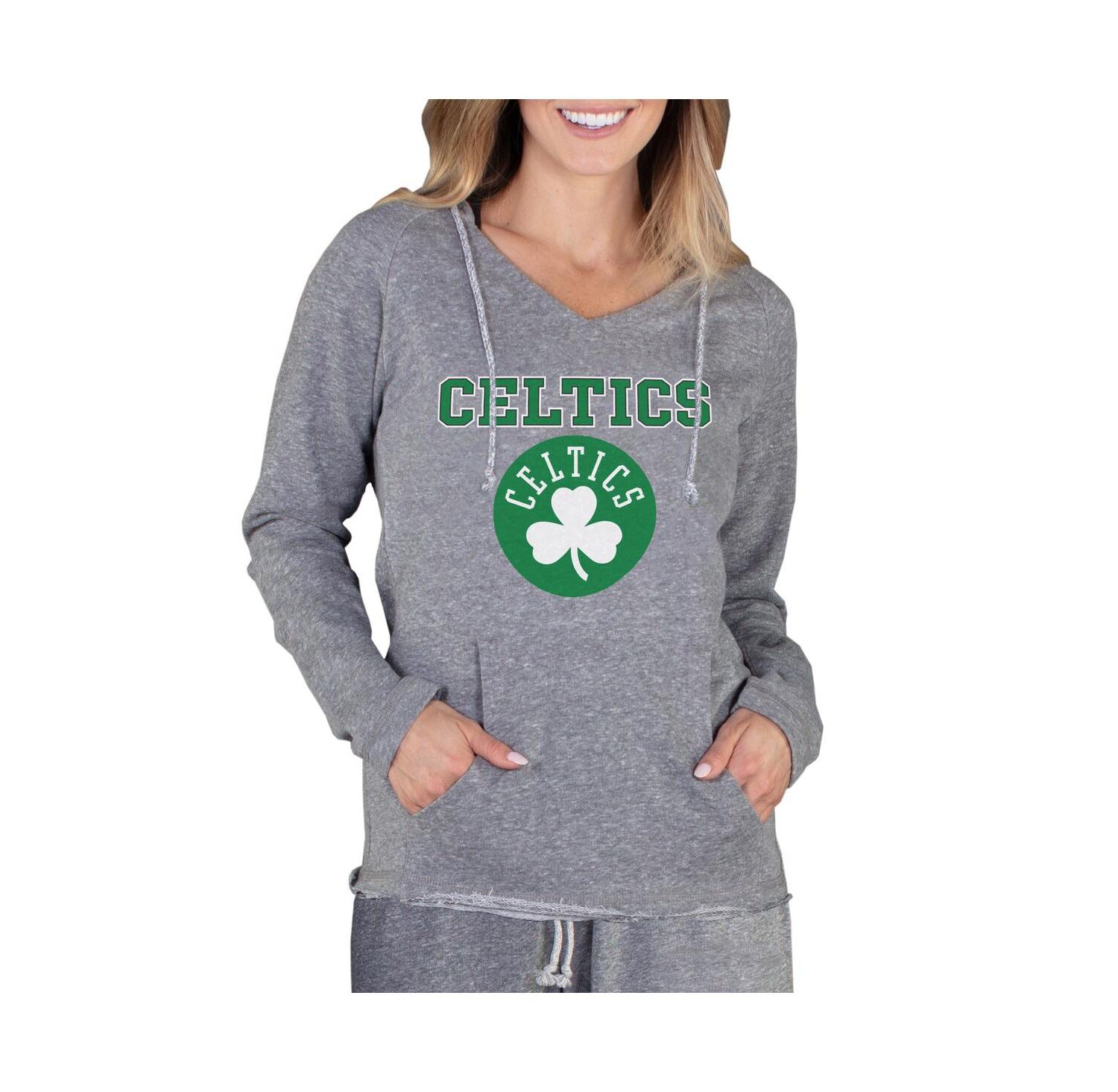 Women's Gray Boston Celtics Mainstream Terry Hooded Top