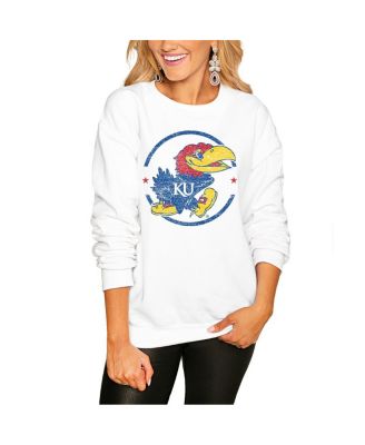 Women's White Kansas Jayhawks End Zone Oversized Sweatshirt
