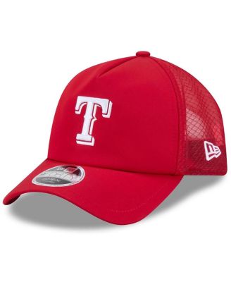 Men's Red Texas Rangers 2026 Batting Practice Apex 9FORTY Adjustable Trucker Hat