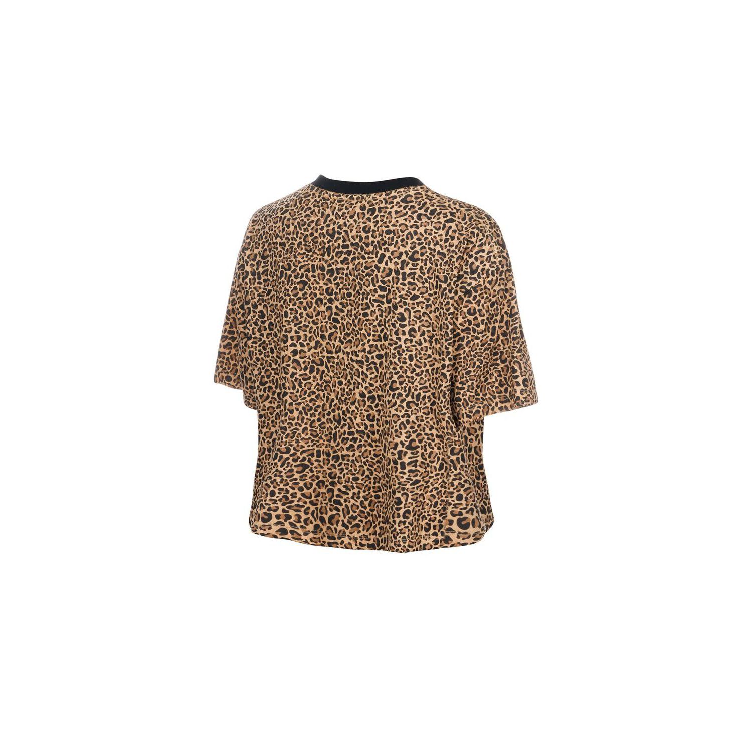 Women's Brown Detroit Lions Mom & Me Leopard Boxy Cropped T-Shirt