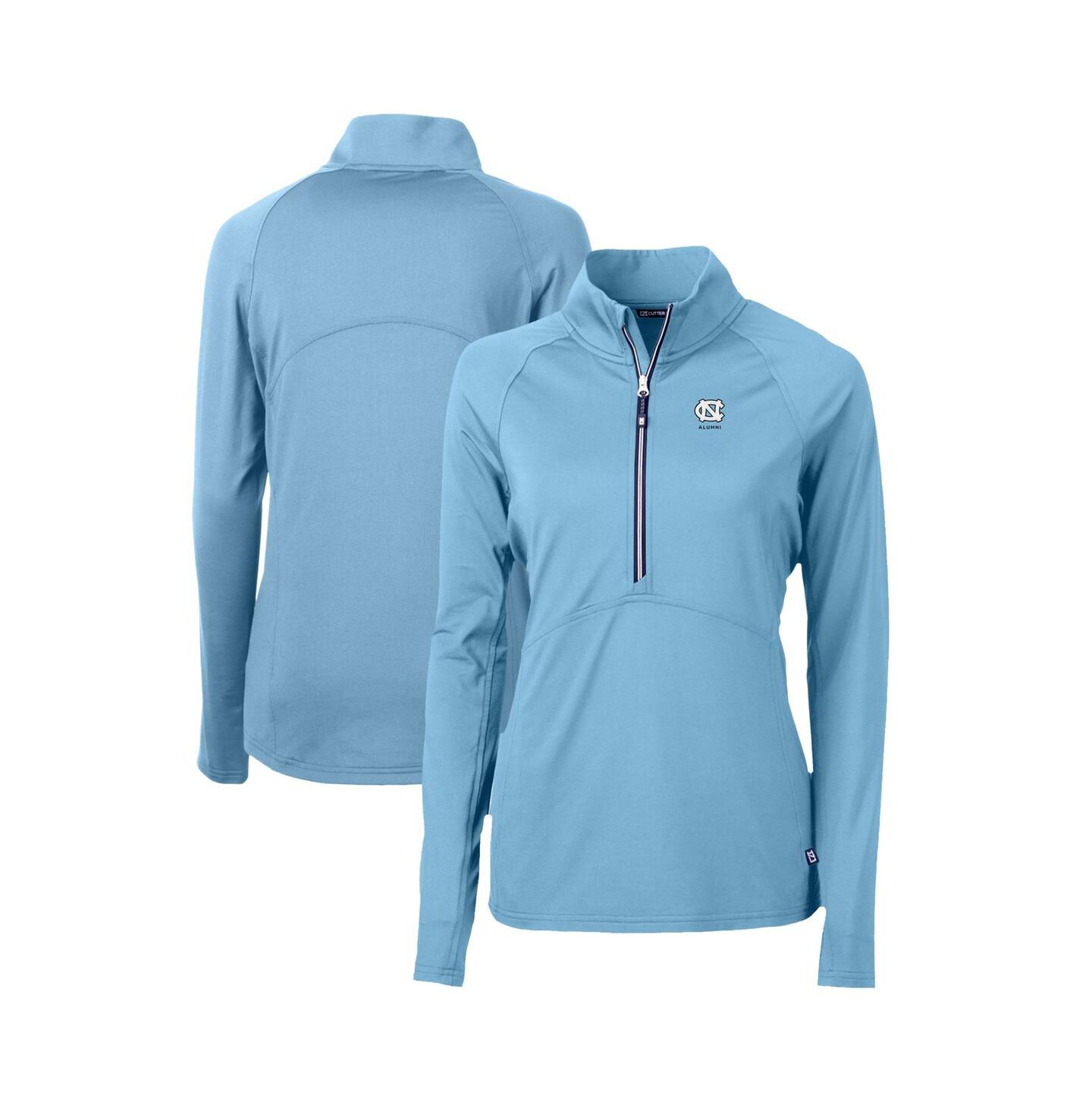 Женские свитеры Cutter & Buck Carolina Blue North Carolina Tar Heels Alumni Adapt Eco Knit Stretch Half-Zip Pullover Top — фото 1