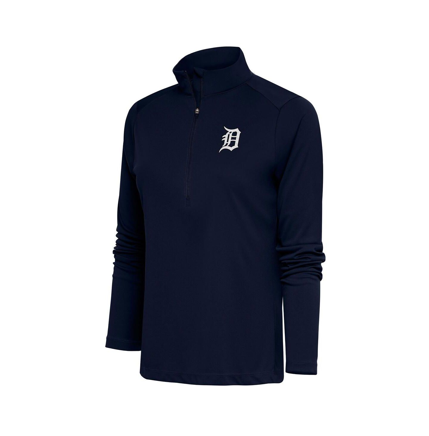 Женский свитер Antigua Navy Detroit Tigers Brushed Metallic Tribute Half-Zip Pullover Top — фото 1