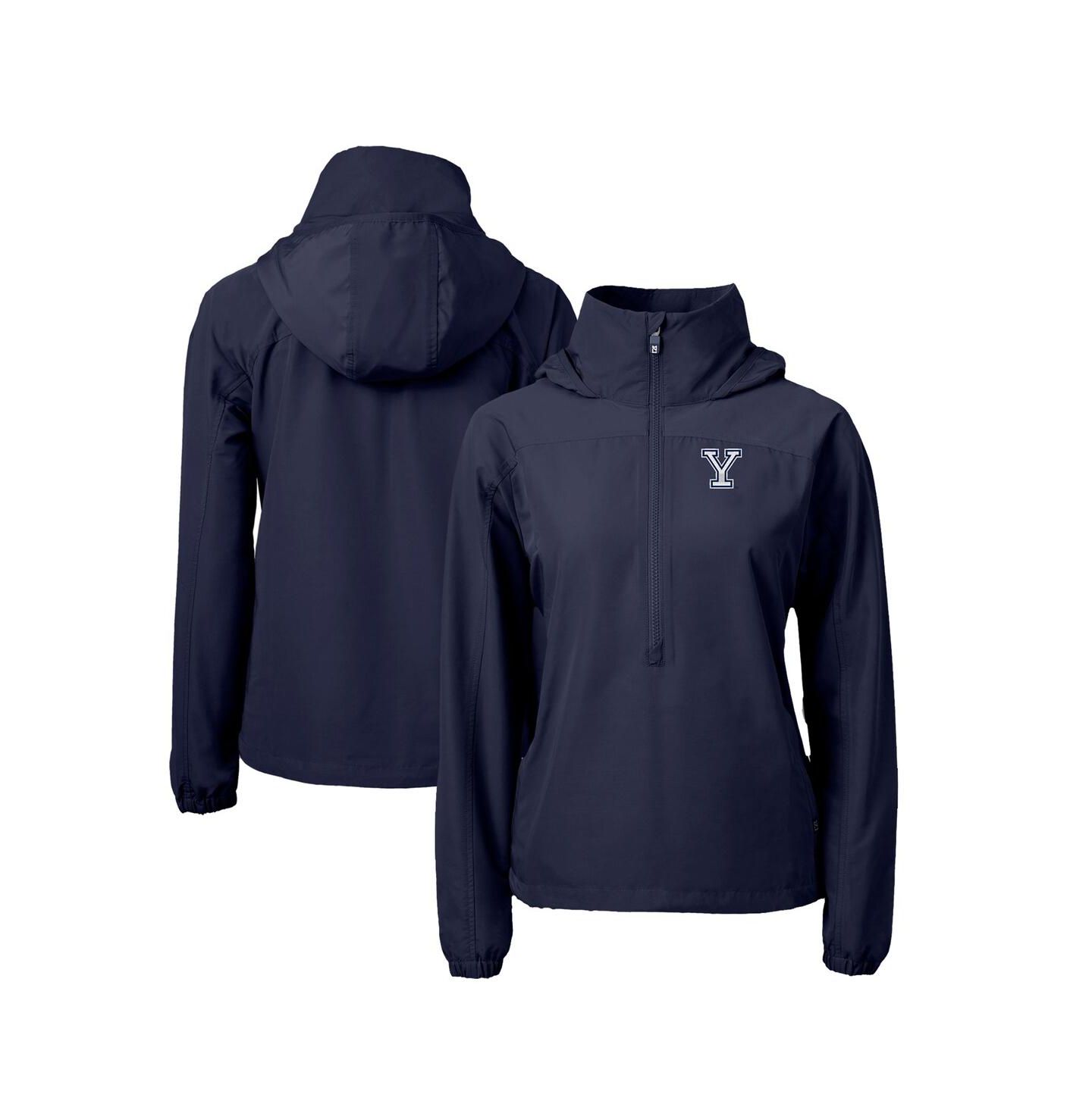 Женская куртка Cutter & Buck Navy Yale Bulldogs Charter Eco Half-Zip Anorak — фото 1