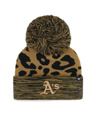Women's Athletics Leopard Rosette Cuffed Knit Hat with Pom